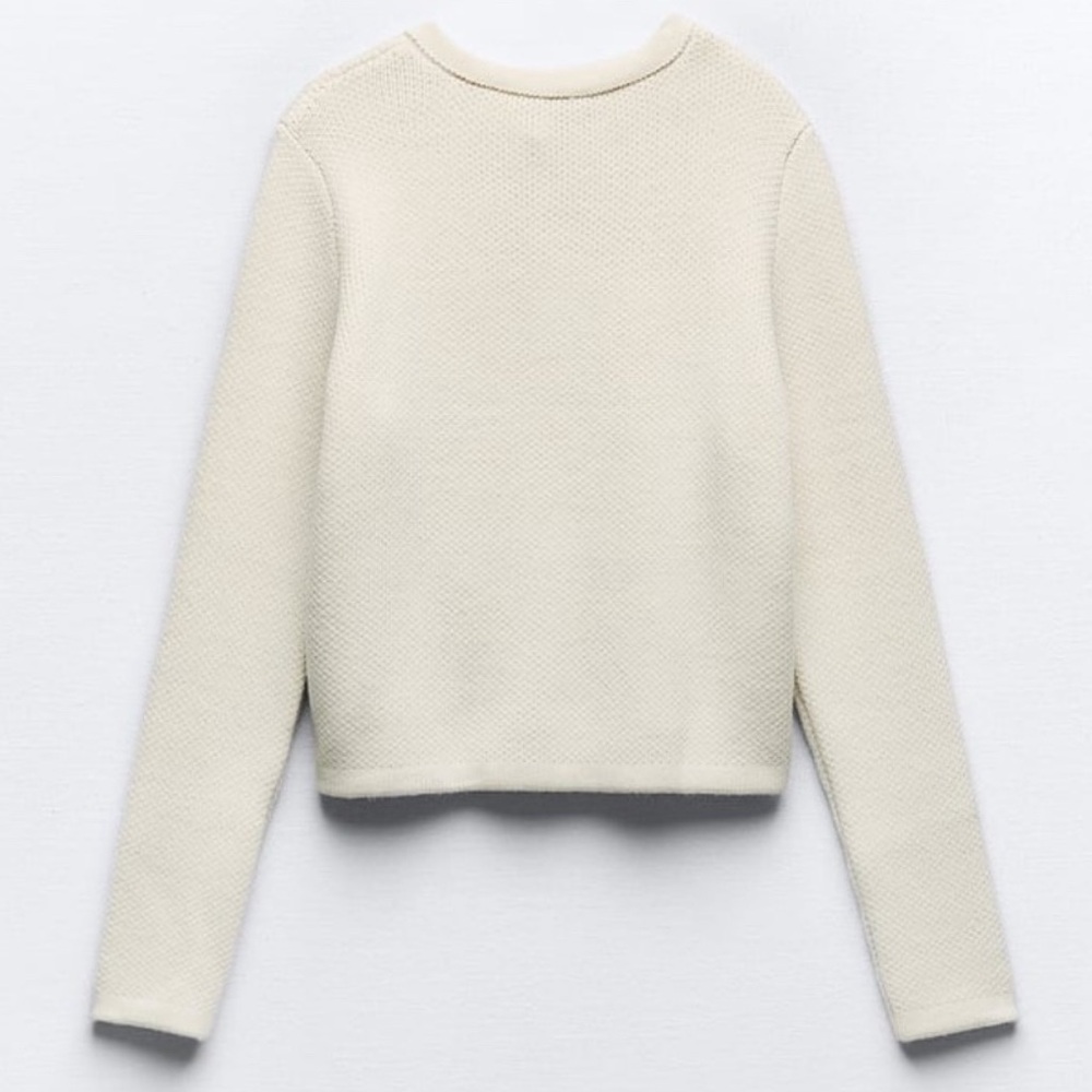 Zara Cream Textured Cardigan - Picture 4 of 6
